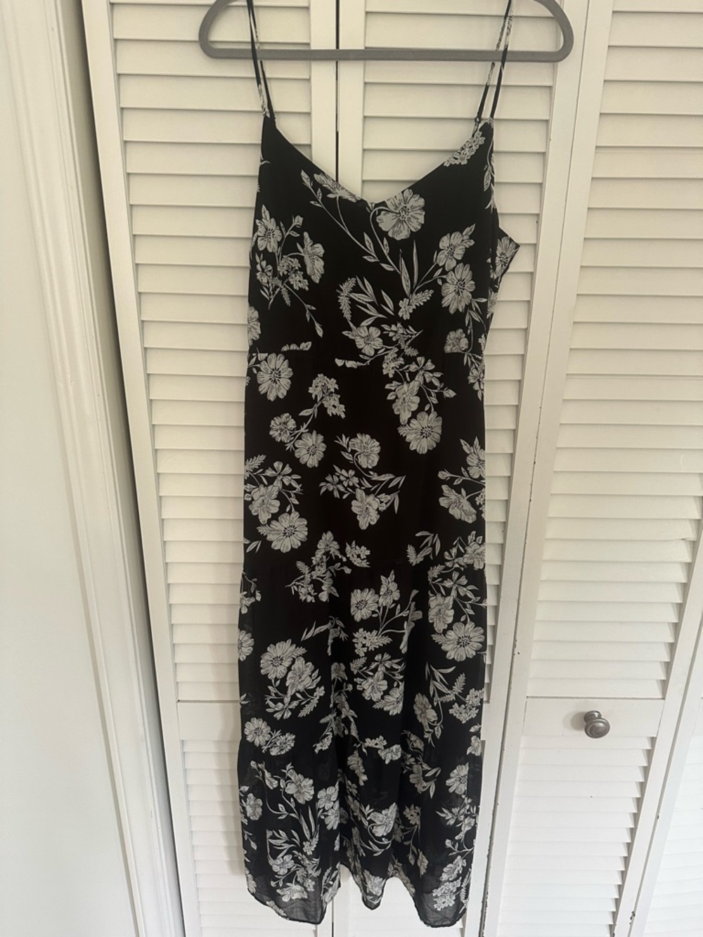 J. Crew Mercantile Black and White Floral Maxi Slip Dress